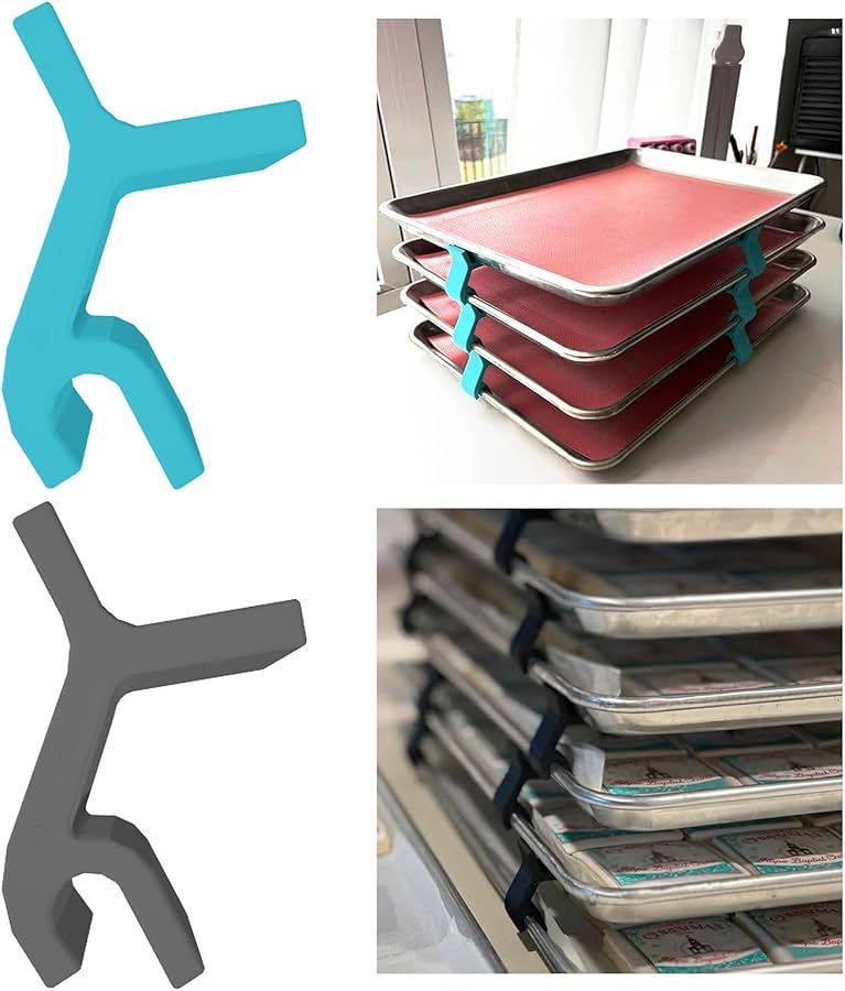 مجموعة رف صينية الخبز الأسود 4 قطع، موفر للفضاء، قوس فاصل للصواني - Image 2